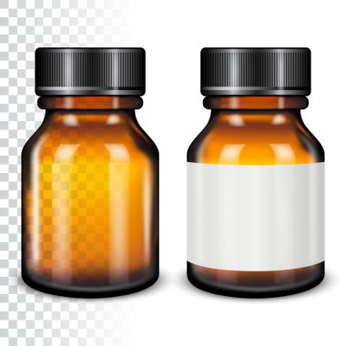 Şablon kahverengi cam şişe vida kapaklı /. Vektör illustrati