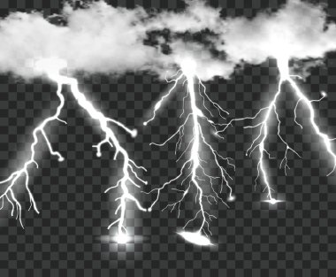 Bulut ve yıldırım, fırtına arka plan vektör Illustr