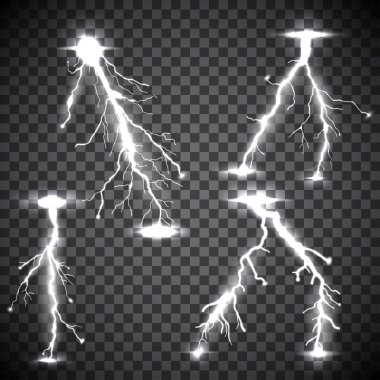 Zikzak Lightning'ler rea yıldırım siyah beyaz şeffaf kümesiyle