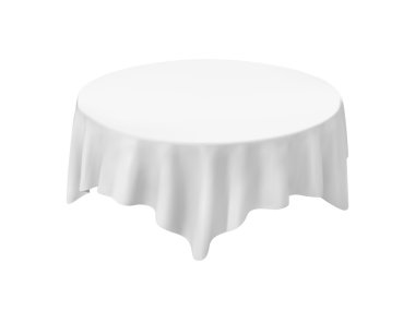 Beyaz arka plan üzerinde izole vektör boş yuvarlak masa örtüsü