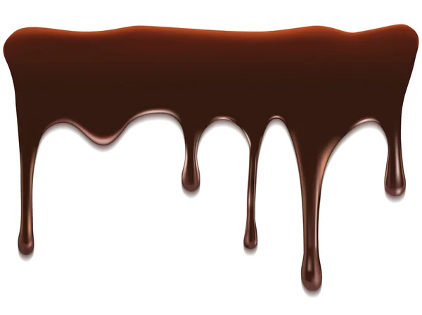 白で隔離されるチョコレートのストリーム — ストックベクタ