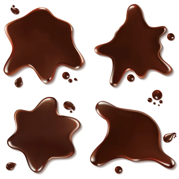 Ensemble de gouttes et de taches de chocolat — Image vectorielle