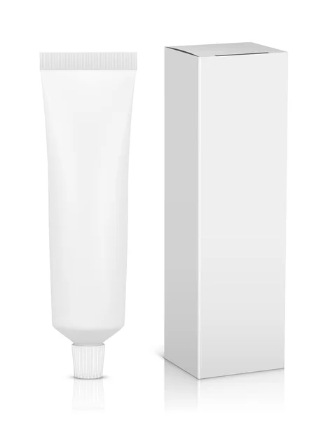 Tubo em branco com caixa para pasta de dentes — Vetor de Stock