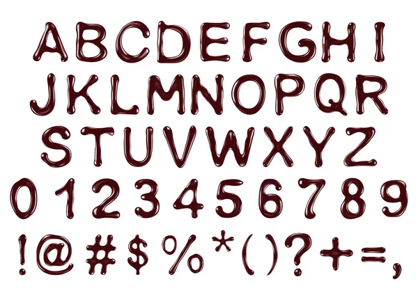 Alphabet vectoriel lettres, chiffres et symboles en chocolat s — Image vectorielle