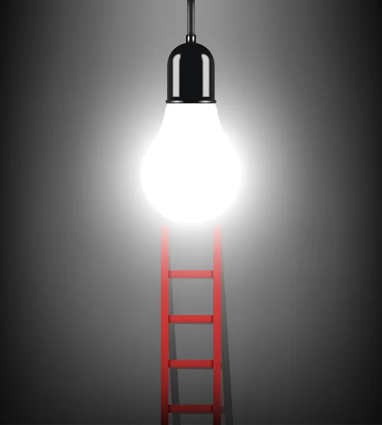 Scala al concetto di successo con l'idea lampadina — Vettoriale Stock