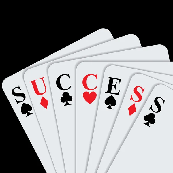 Success concept with playing cards. Vector Illustration — Stock Vector