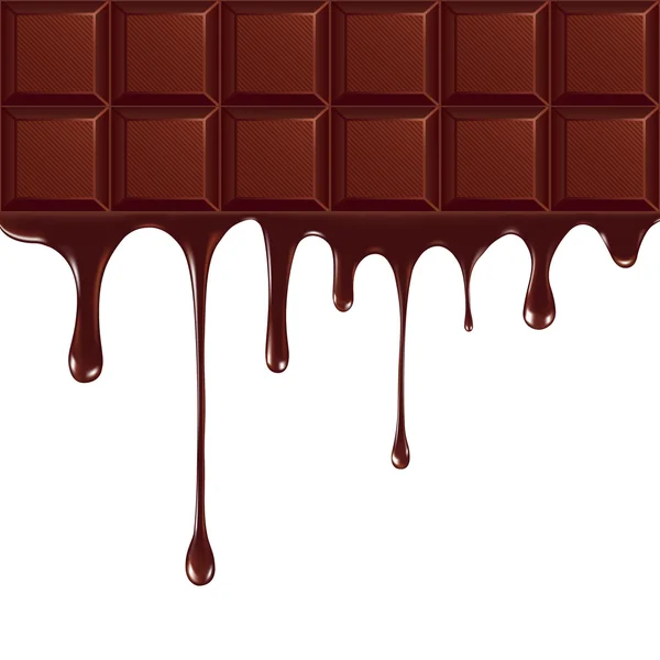 Gesmolten chocolade druipend op witte achtergrond — Stockvector