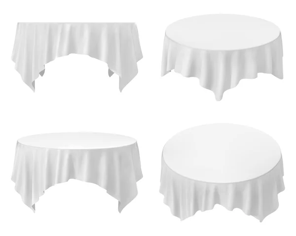 Weiße runde Tischdecke isoliert auf weiß — Stockvektor