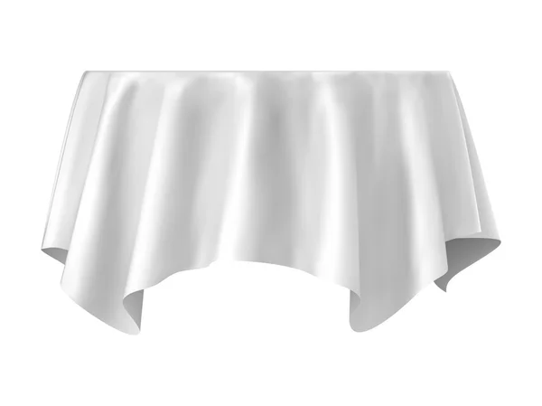 Mesa redonda vazia do vetor com toalha de mesa isolada no branco Backg — Vetor de Stock