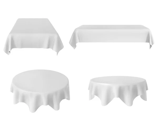 Toalha de mesa branca conjunto isolado em branco — Vetor de Stock