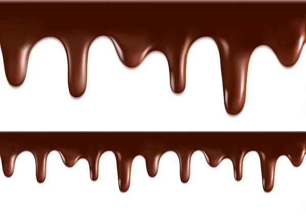 Vector patrón de goteo de jarabe de chocolate aislado en un fondo blanco — Vector de stock