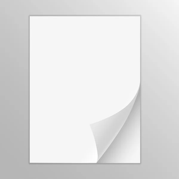 Prázdný papír list, izolovaných na bílém pozadí — Stockový vektor