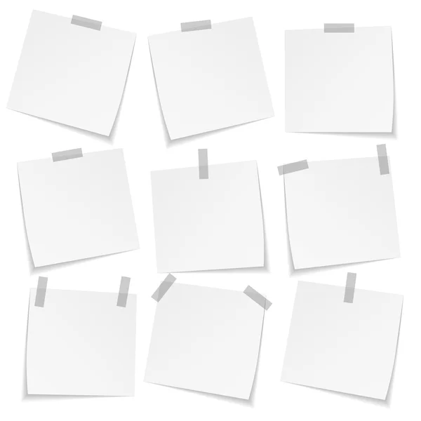 Collection of various white note papers, ready for your message. — Stock Vector