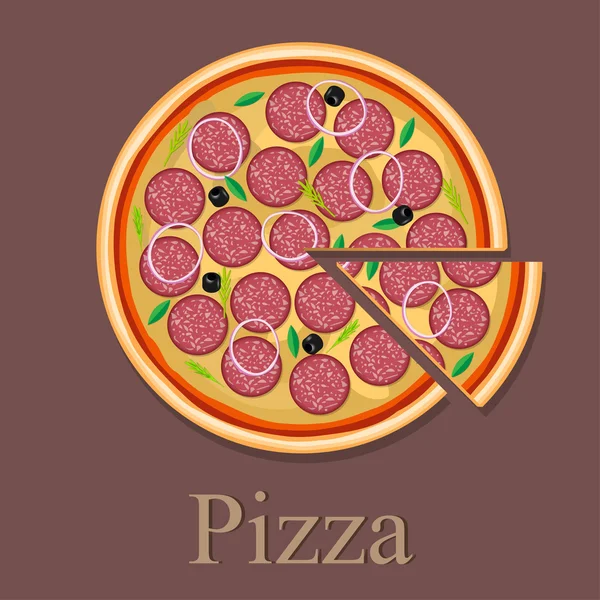 番茄的意大利比萨饼。矢量图. — 图库矢量图片