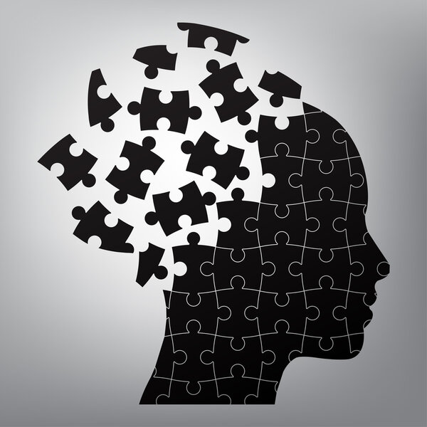 head man puzzles strategy. vector illustration