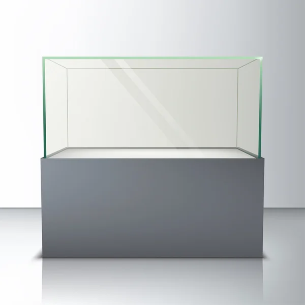 Vitrine de vidro vazio para exposição — Vetor de Stock
