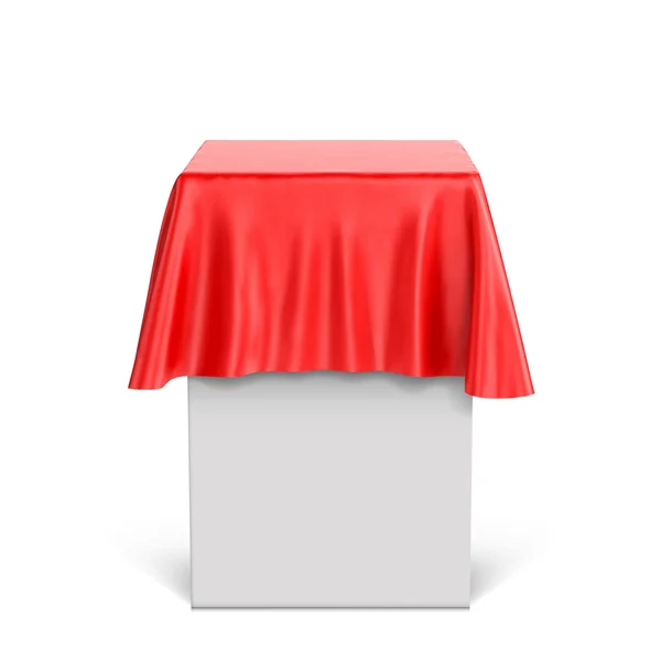 Voetstuk bedekt met rode doek — Stockvector