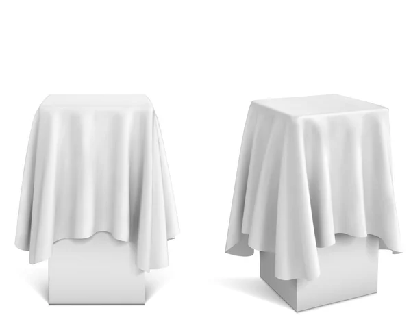 白い布で覆われたプレゼンテーション台座 — ストックベクタ