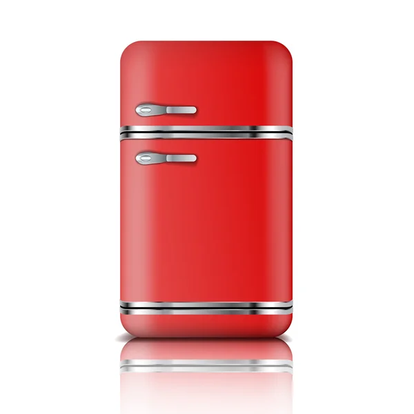 Refrigerador retro en color rojo retro — Archivo Imágenes Vectoriales