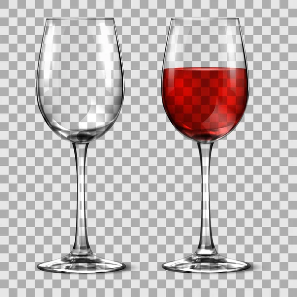 赤ワインで透明なベクトルのワイングラス. — ストックベクタ