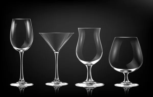 Glas isoliert auf schwarzem Hintergrund. Vektorillustration. — Stockvektor