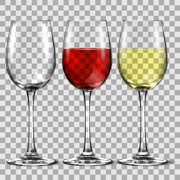 Transparentes Vektor-Weinglas mit Wein. — Stockvektor