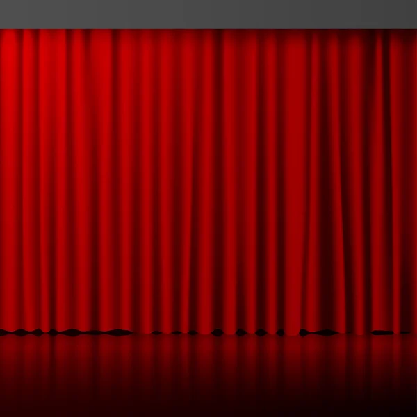 Red closed curtain with light spots in a theater — Stock Vector