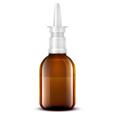 Vektör boş cam tıbbi şişe. Beyaz arka plan üzerinde izole