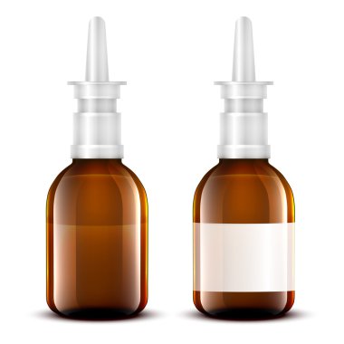 Vektör boş cam tıbbi şişe. Beyaz arka plan üzerinde izole