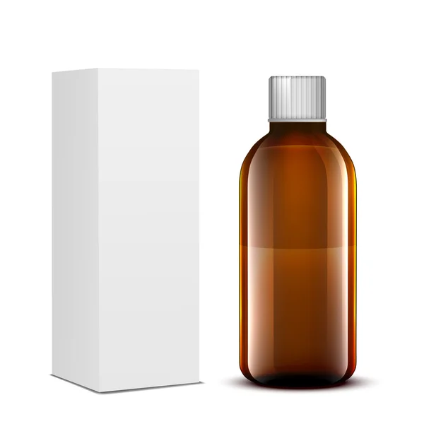 Vector Blank Medicine Medical Glass Bottle Box — стоковый вектор