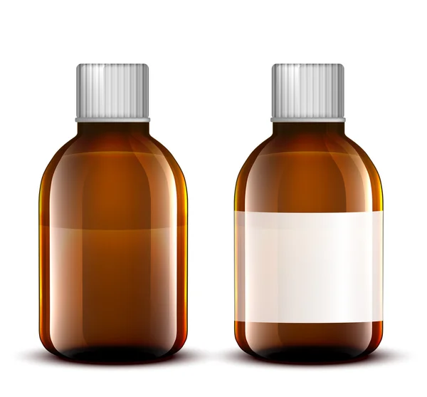 Vector Blank Glass Medical Bottle. Isolated on White Background — Stock Vector