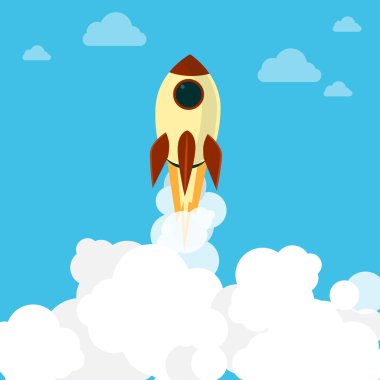 Roket gemisi düz bir tarzda.