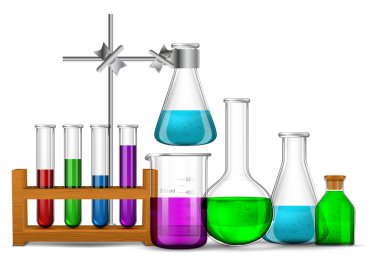 Set vektör - set - kimyasal araştırma laboratuvarı vektör. Test
