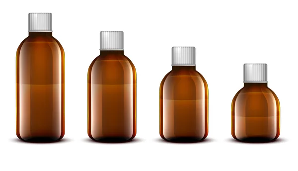 Medicina bottiglia di vetro marrone isolato su sfondo trasparente — Vettoriale Stock