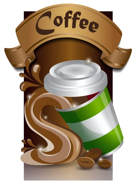 Morgon kopp kaffe. Kaffepaus. Element-kaffe tid. Menyn — Stock vektor