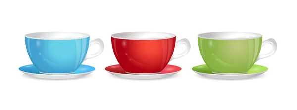 Illustration vectorielle détaillée des tasses colorées isolées sur w — Image vectorielle