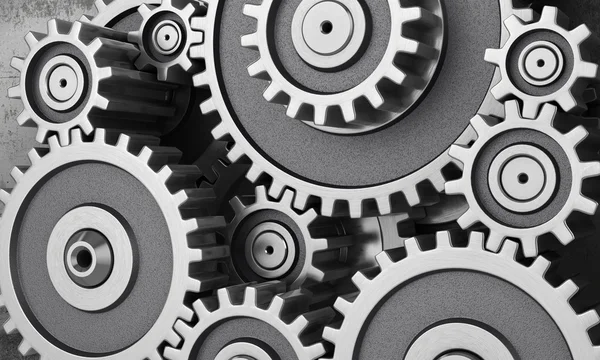 Concept of work. Mechanism of gears. 3d illustration — Stock Photo, Image