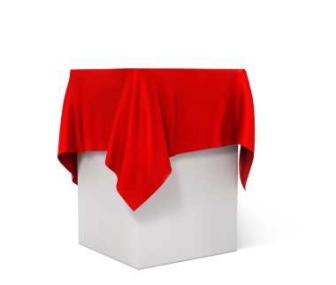 beyaz izole kare bir Kaide üzerine kırmızı kumaş