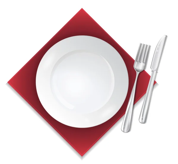 Closeup of a place setting with dinner-plate — Stock Vector