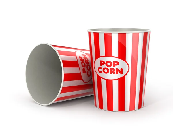 Two empty for popcorn cup isolated on white. 3d illustration — Stock Photo, Image