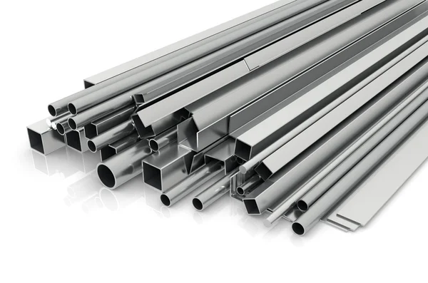 Prodotti in metallo per la costruzione su sfondo bianco. Compagno di costruzione — Foto Stock