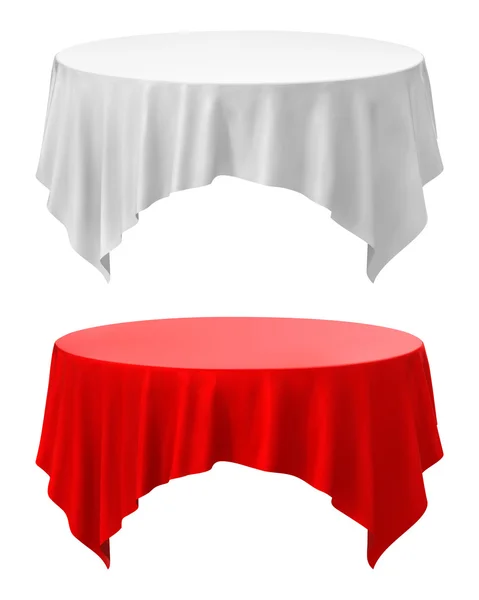 Mesa redonda vazia do vetor com toalha de mesa isolada no branco Backg — Vetor de Stock