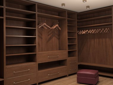 Boş soyunma odası, modern bir ev iç. 3D çizim