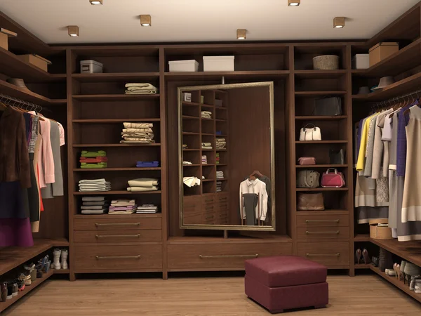 Garderoba wnętrza nowoczesnego domu. ilustracja 3D — Zdjęcie stockowe