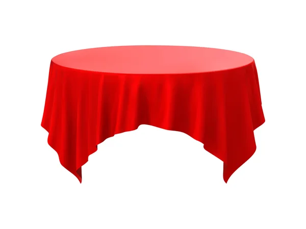 Červený kulatý stůl ubrus na bílém pozadí — Stockový vektor