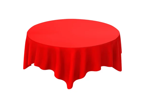 Red round tablecloth table on a white background — Stock Vector