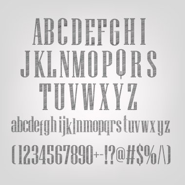 Vektör gri bir arka plan üzerinde izole alfabe seti,