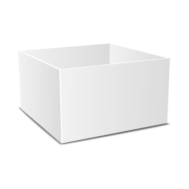 Açık düz kutu. Beyaz nesne üzerinde beyaz arka plan, vektör çizim