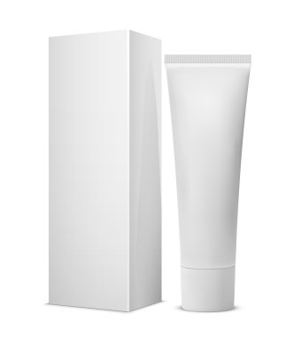 Beyaz dentifrice, diş macunu, krema ile kutusu, paket, boş, tu