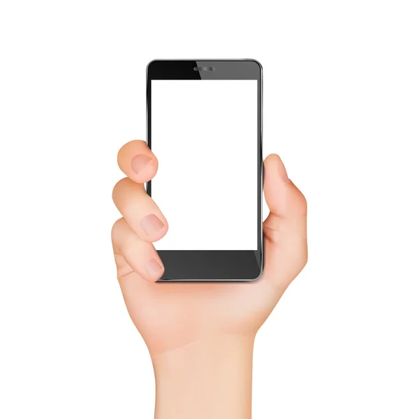 Telefono cellulare touch screen con presa a mano vettoriale — Vettoriale Stock